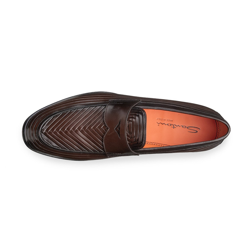 Men's dark brown leather penny loafer 5