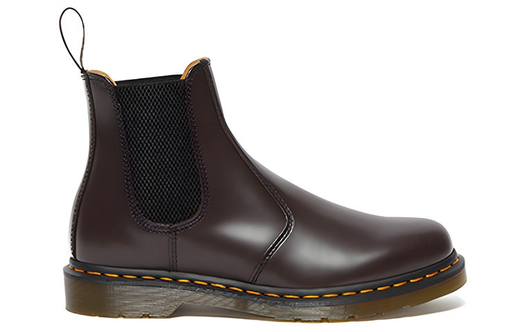 Dr. Martens 2976 Yellow Stitch Smooth Leather Chelsea Boots 'Burgundy' 27280626 - 2
