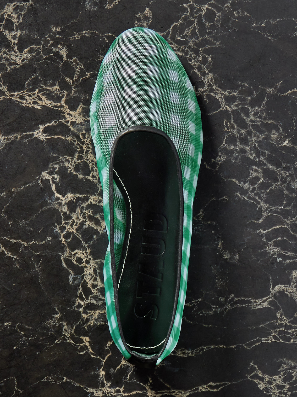 Alba Leather-trimmed Gingham Mesh Ballet Flats - 5