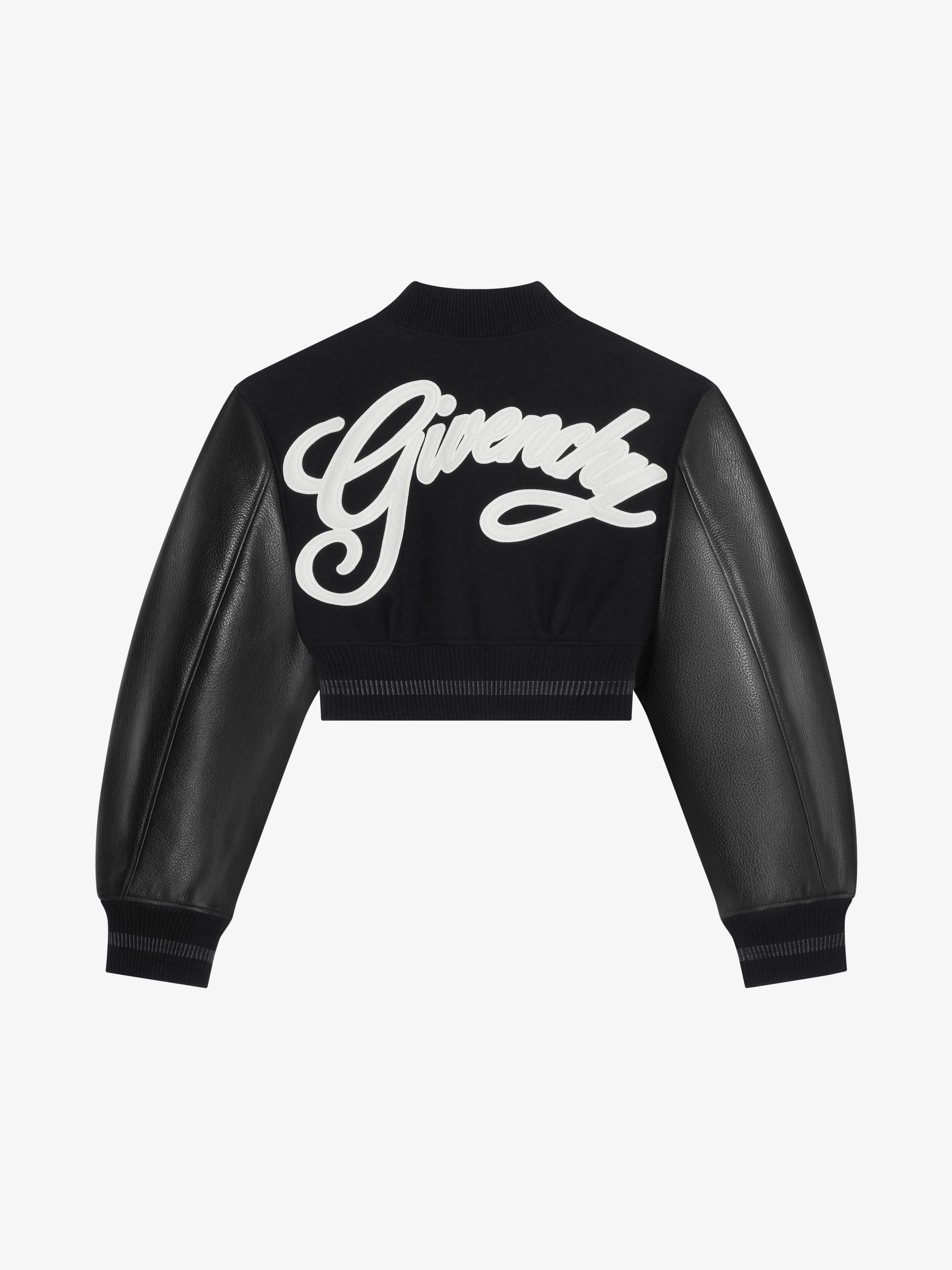 GIVENCHY COLLEGE CROPPED VARSITY JACKET IN WOOL AND LEATHER - 5