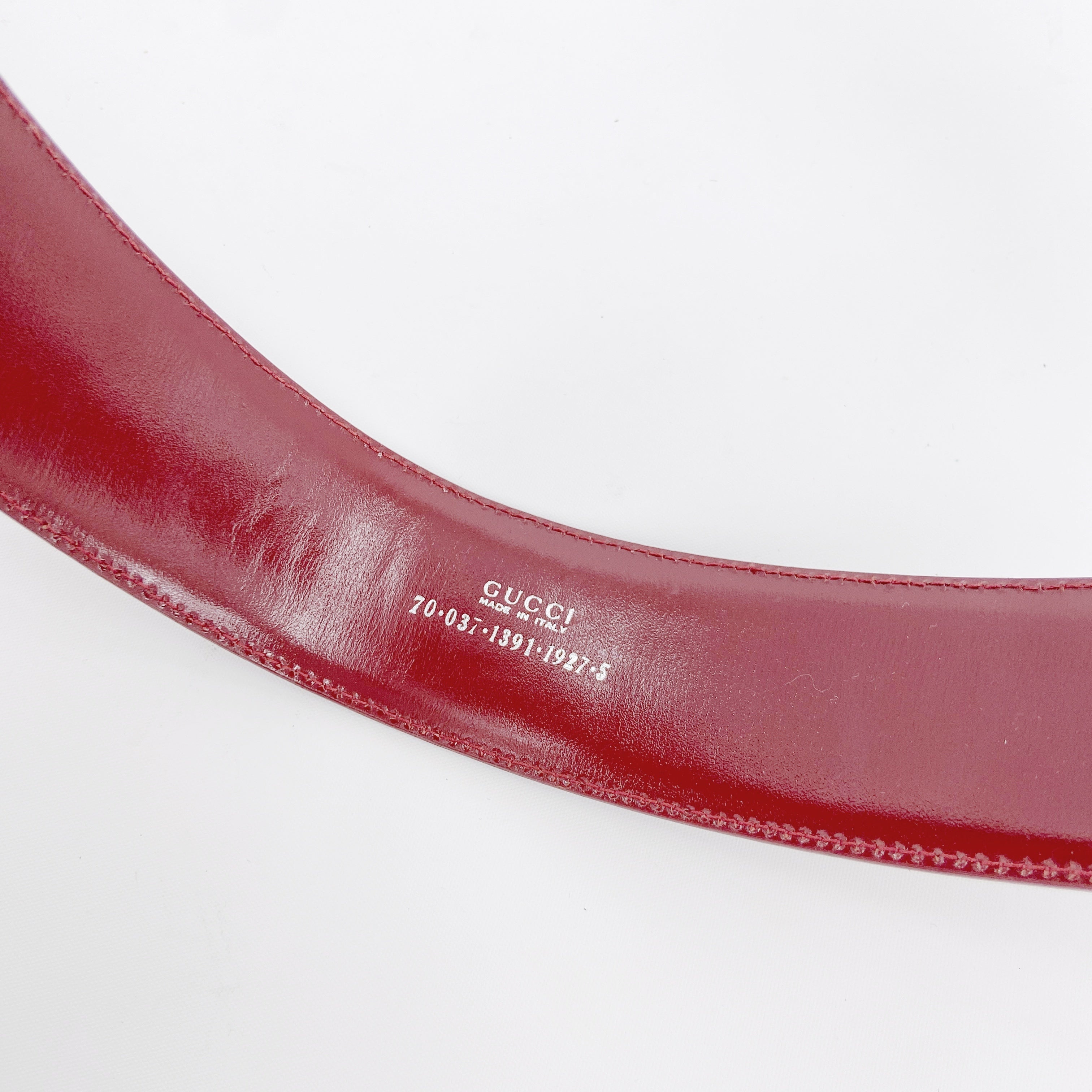 Gucci Fall 1995 Tom Ford Red Horsebit Patent Leather Belt 28 - 17