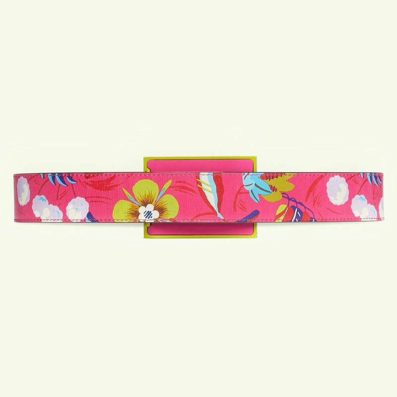 Wild flower print belt with Square G 3