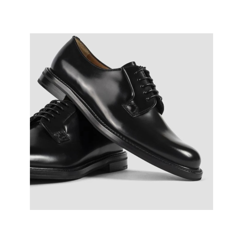 BLACK LEATHER SHANNON DERBIES - 5