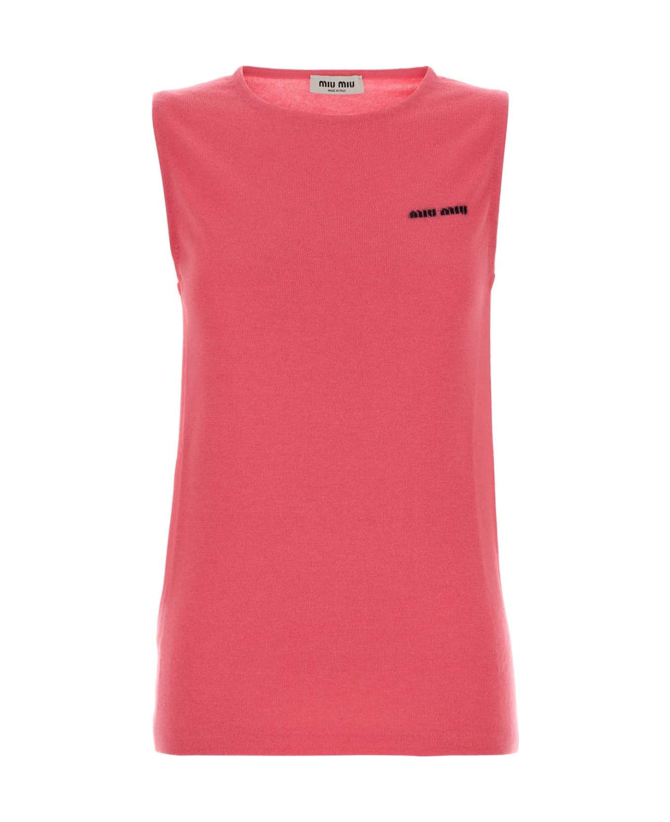 Fluo Pink Cashmere Blend Vest - 1