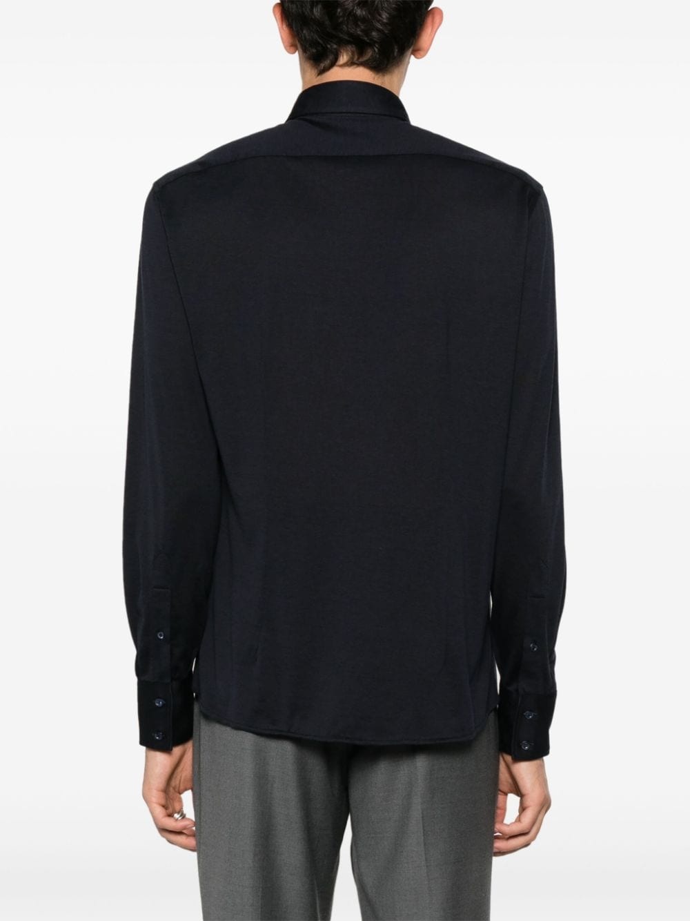 spread-collar jersey shirt - 4
