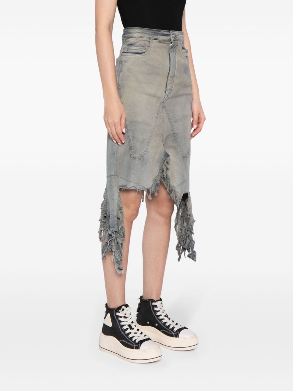 distressed denim skirt - 3