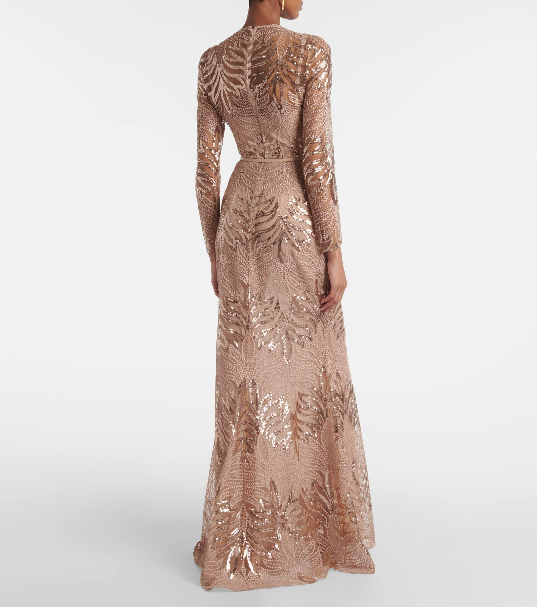 Embroidered sequined tulle gown - 3