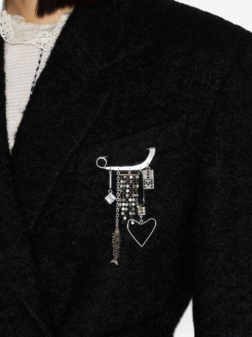 Abby safety-pin embellished brooch - 2