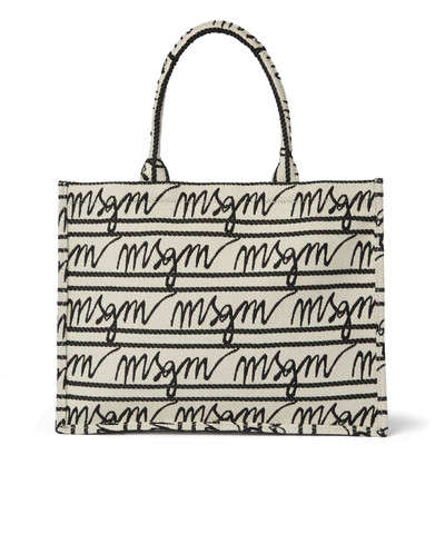 MSGM Canvas tote bag with jacquard logo outlook