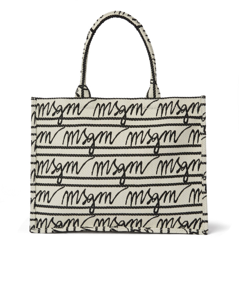 MSGM Canvas tote bag with jacquard logo outlook