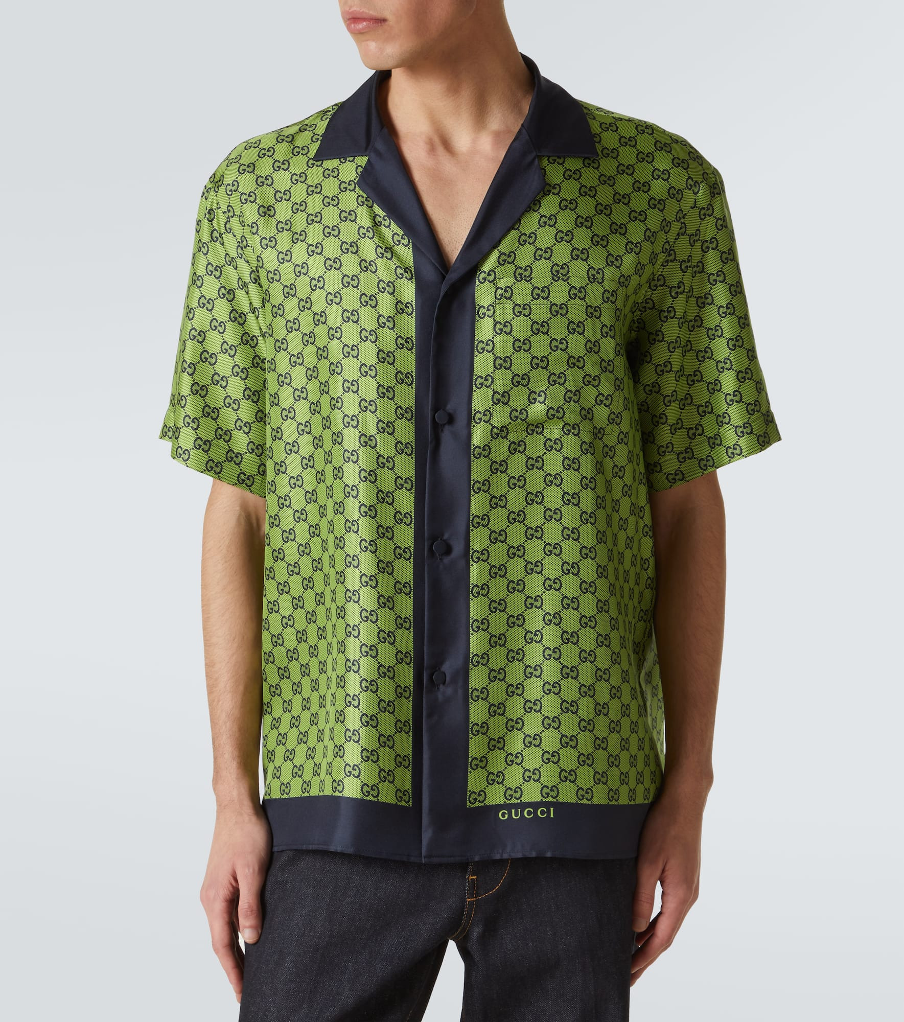GG printed silk shirt - 3