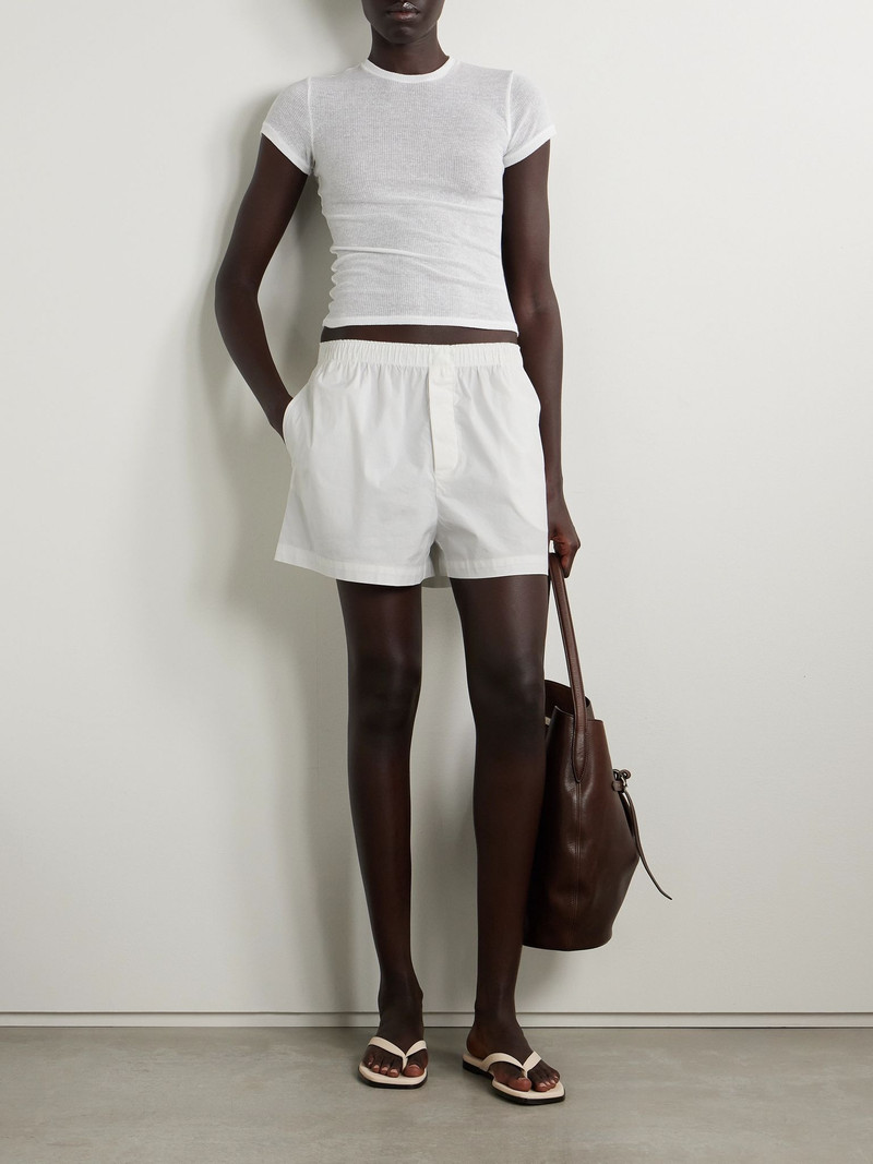 SKIMS Cotton-Blend Poplin Boxers - Snow White outlook