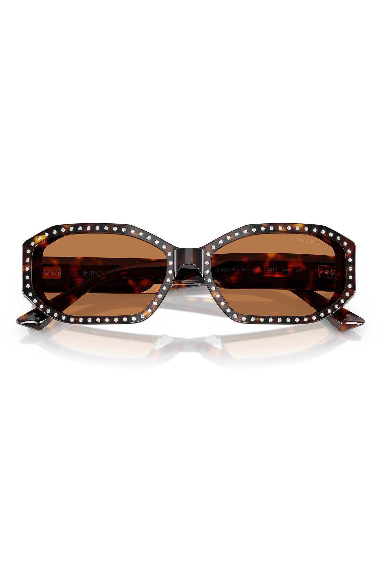 Jimmy Choo 56mm Oval Sunglasses in Brown at Nordstrom - 5