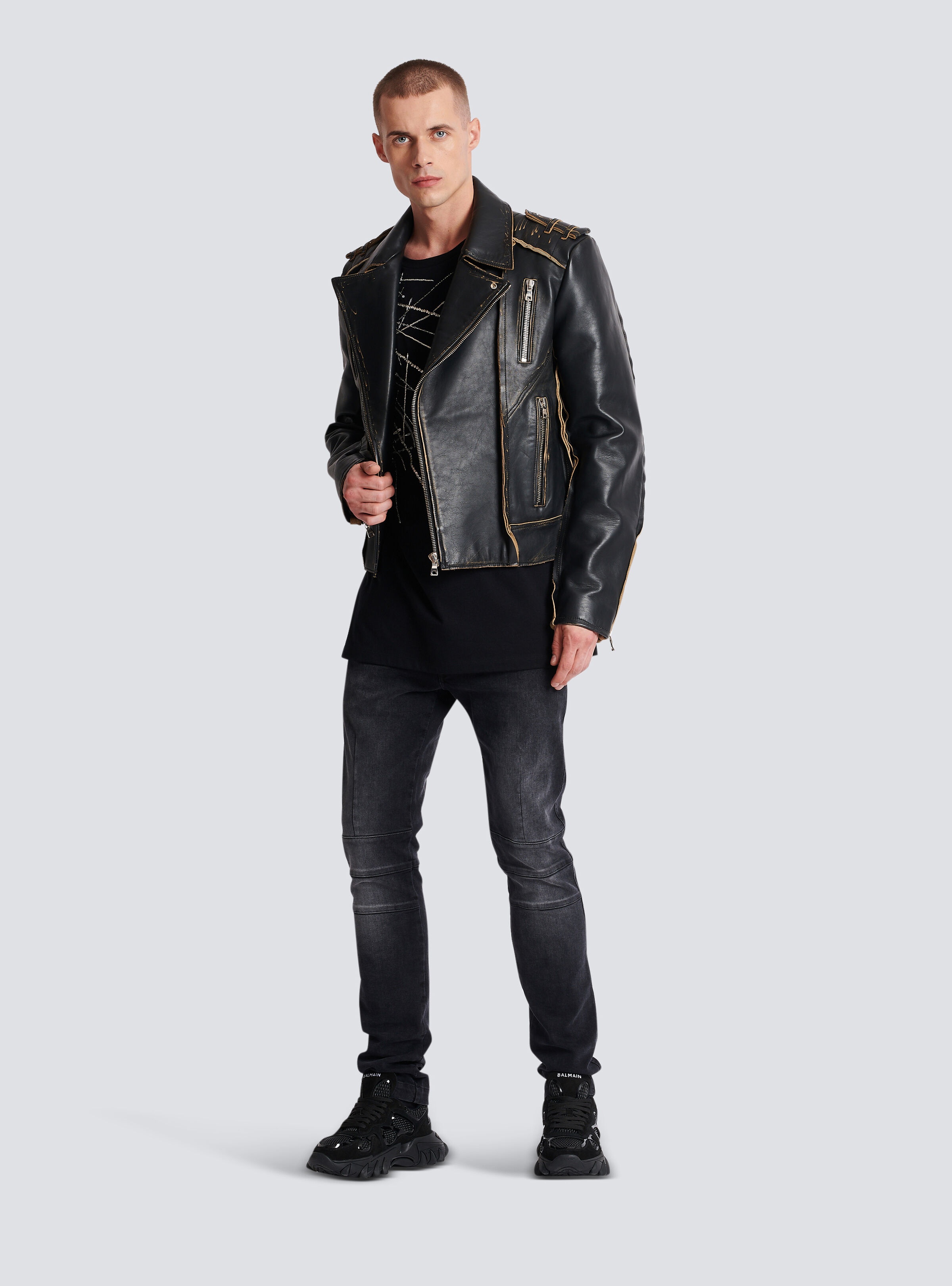 Deconstructed leather biker jacket - 2