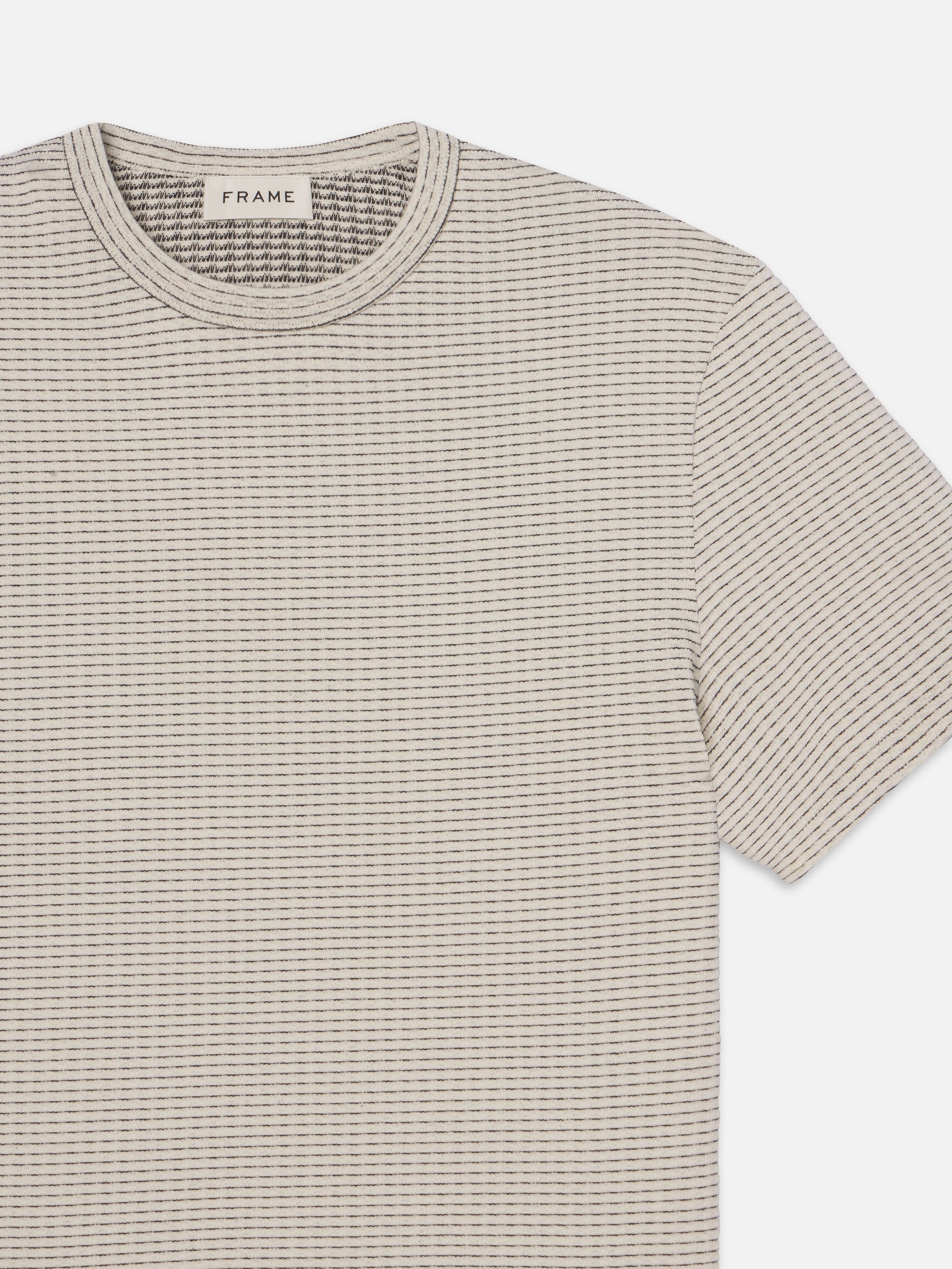 Jacquard Stripe Tee in White/Navy - 3