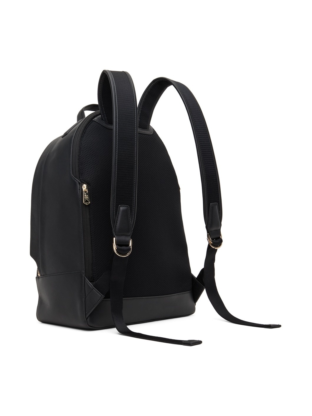Black Leather Signature Stripe Backpack - 3