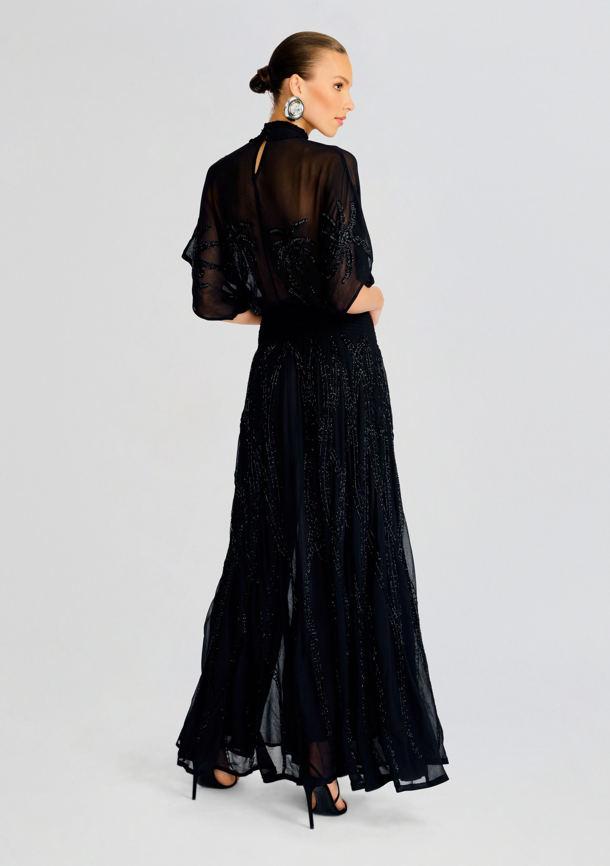 NALINA EMBELLISHED SILK CHIFFON DRESS - 4