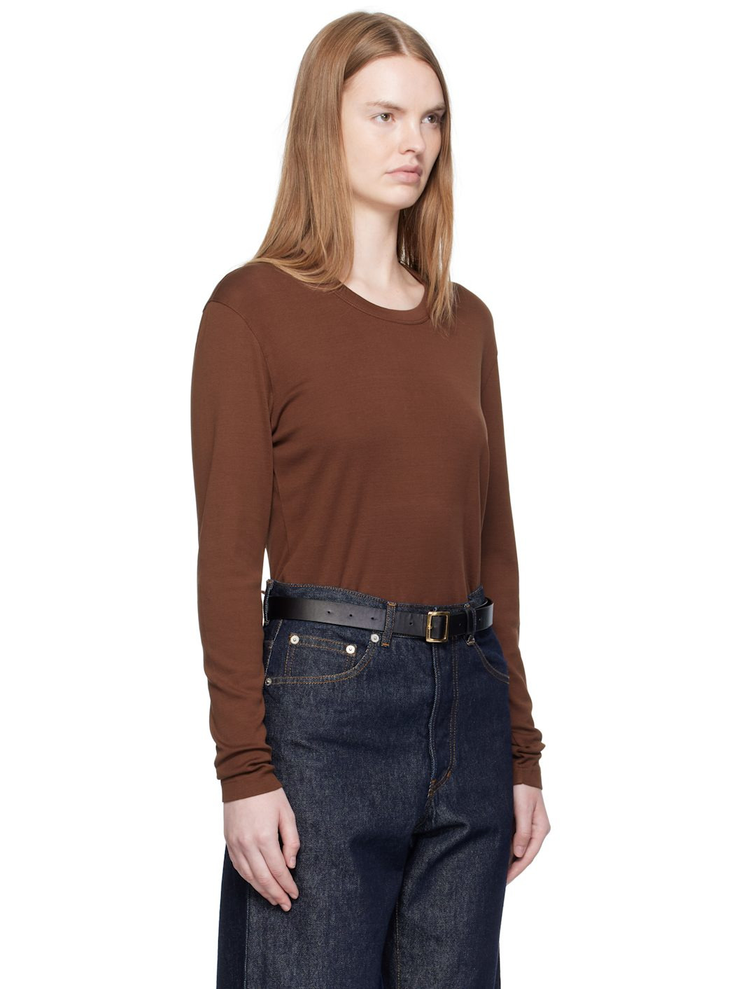 Brown Rib Long Sleeve T-shirt - 2