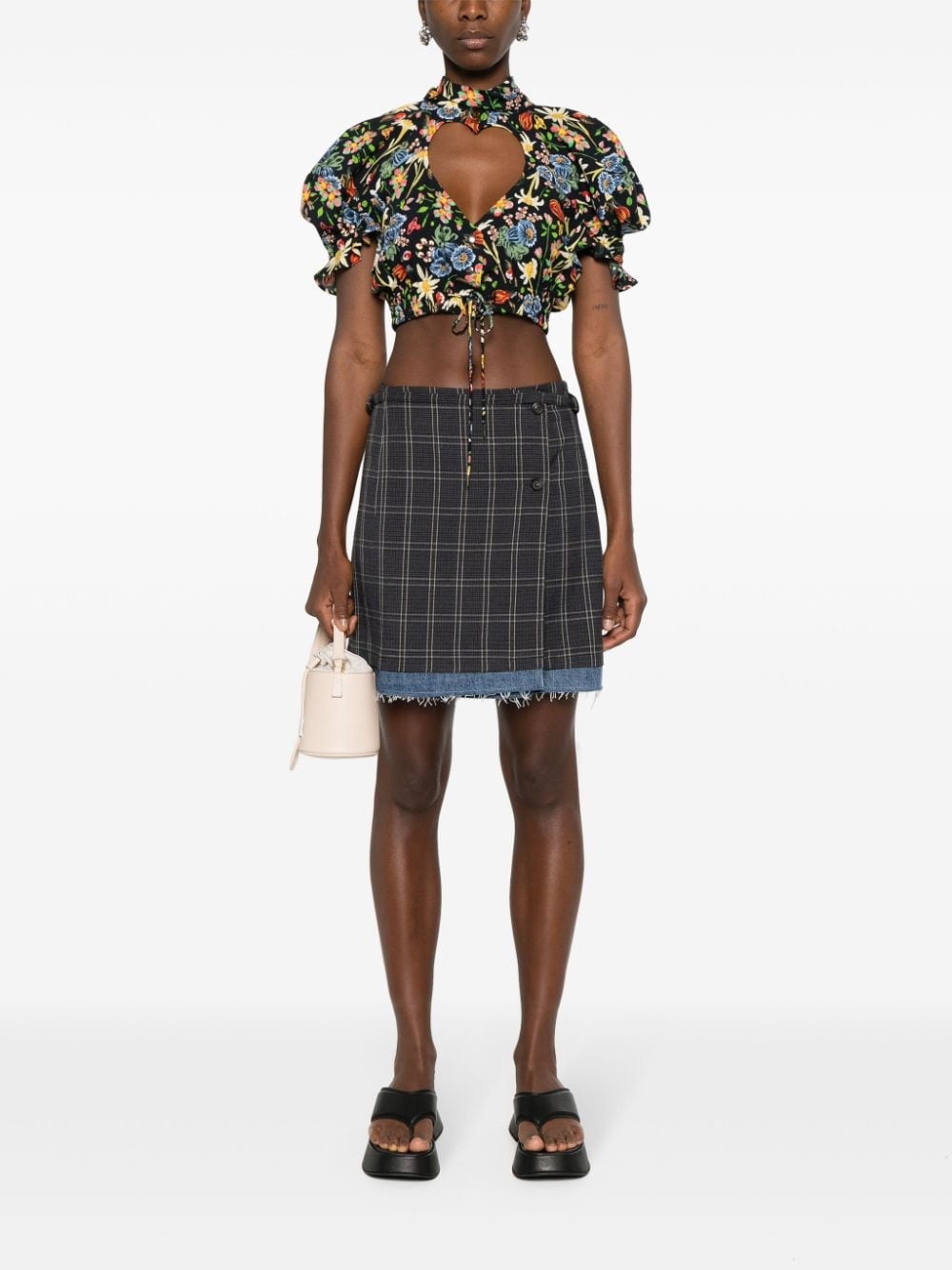 floral cropped blouse - 2
