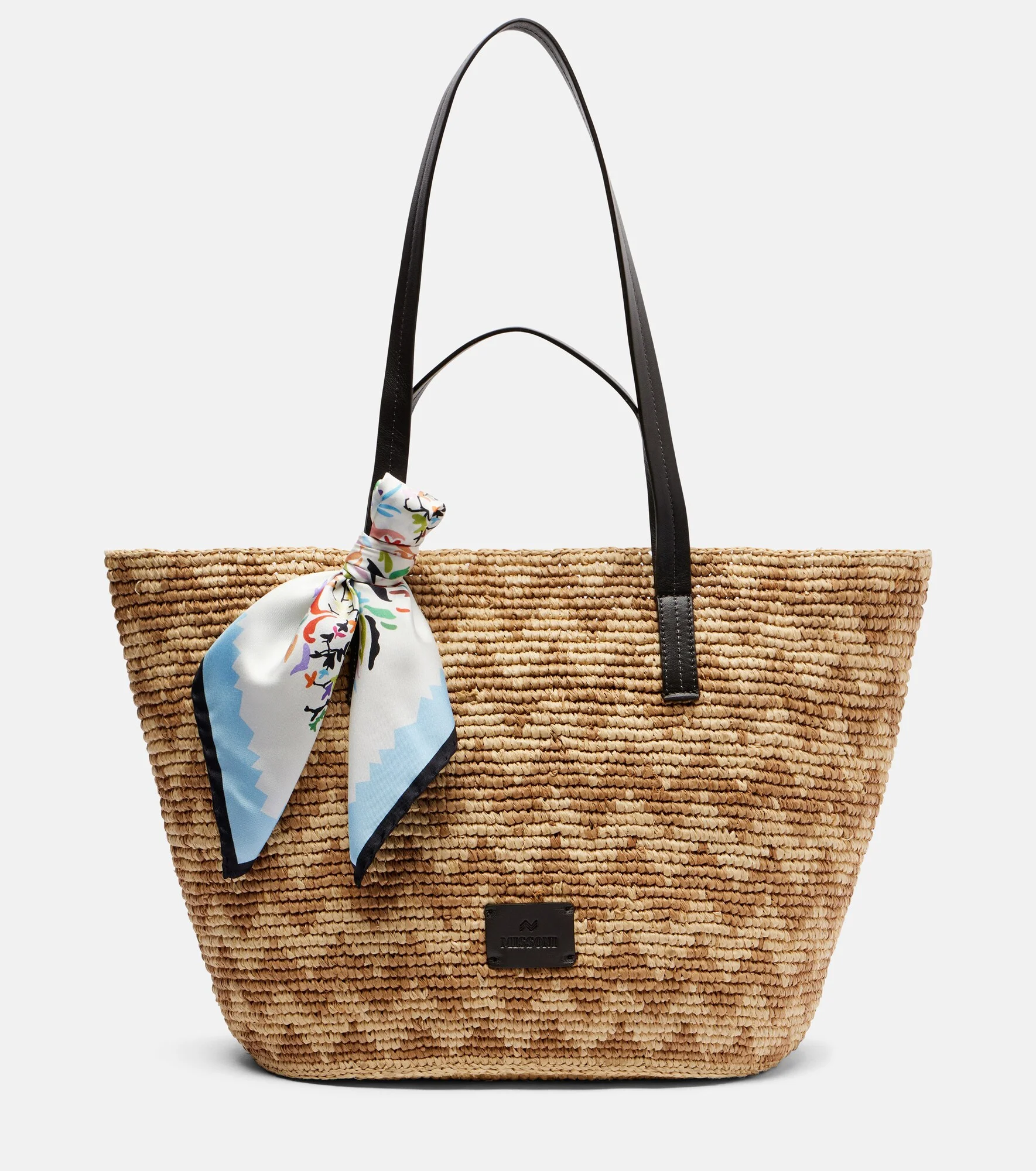 Zigzag Large raffia basket bag - 1