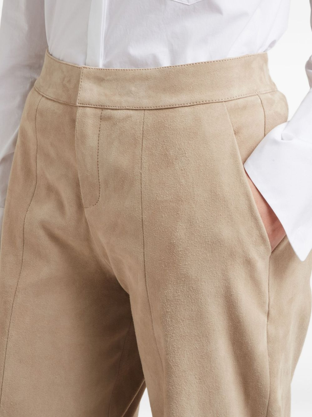 suede panel trousers - 4