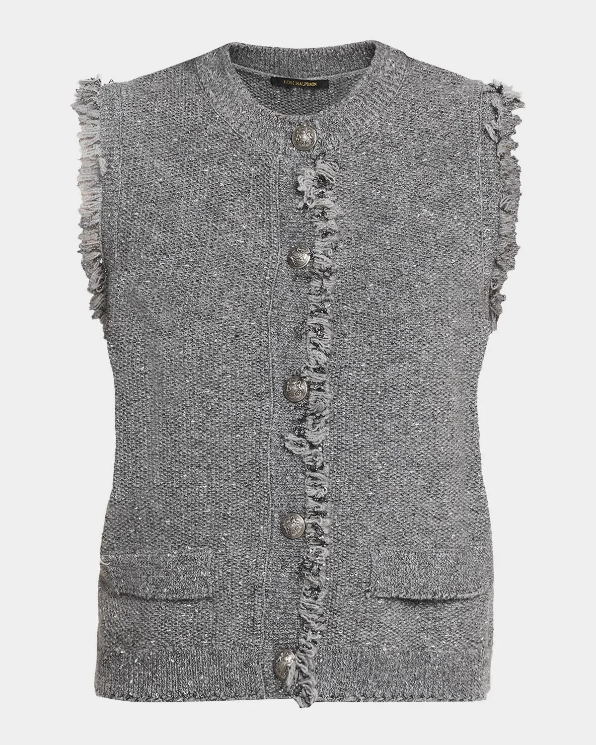 Fringed Tweed Sweater Vest - 1