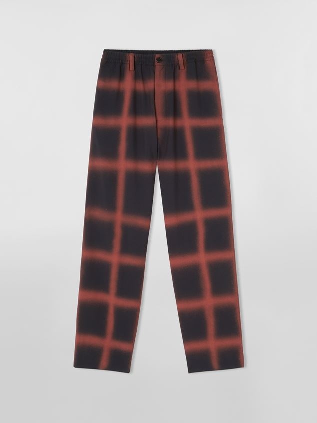 COOL WOOL TROUSERS WITH AIRBRUSHED CHECK MOTIF - 1