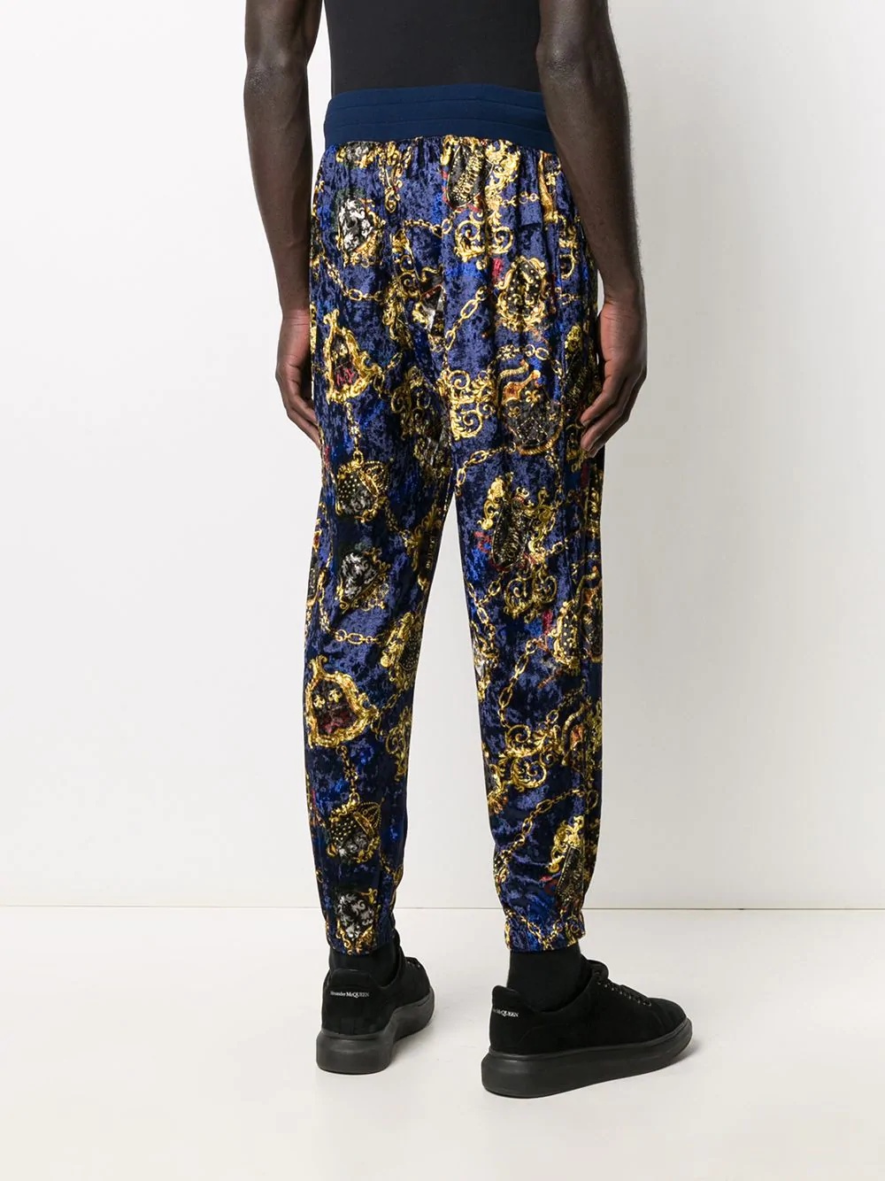 baroque-print velour track pants - 4