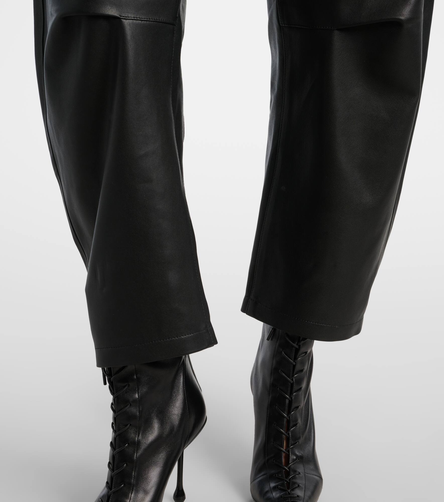 Shon leather barrel-leg pants - 5