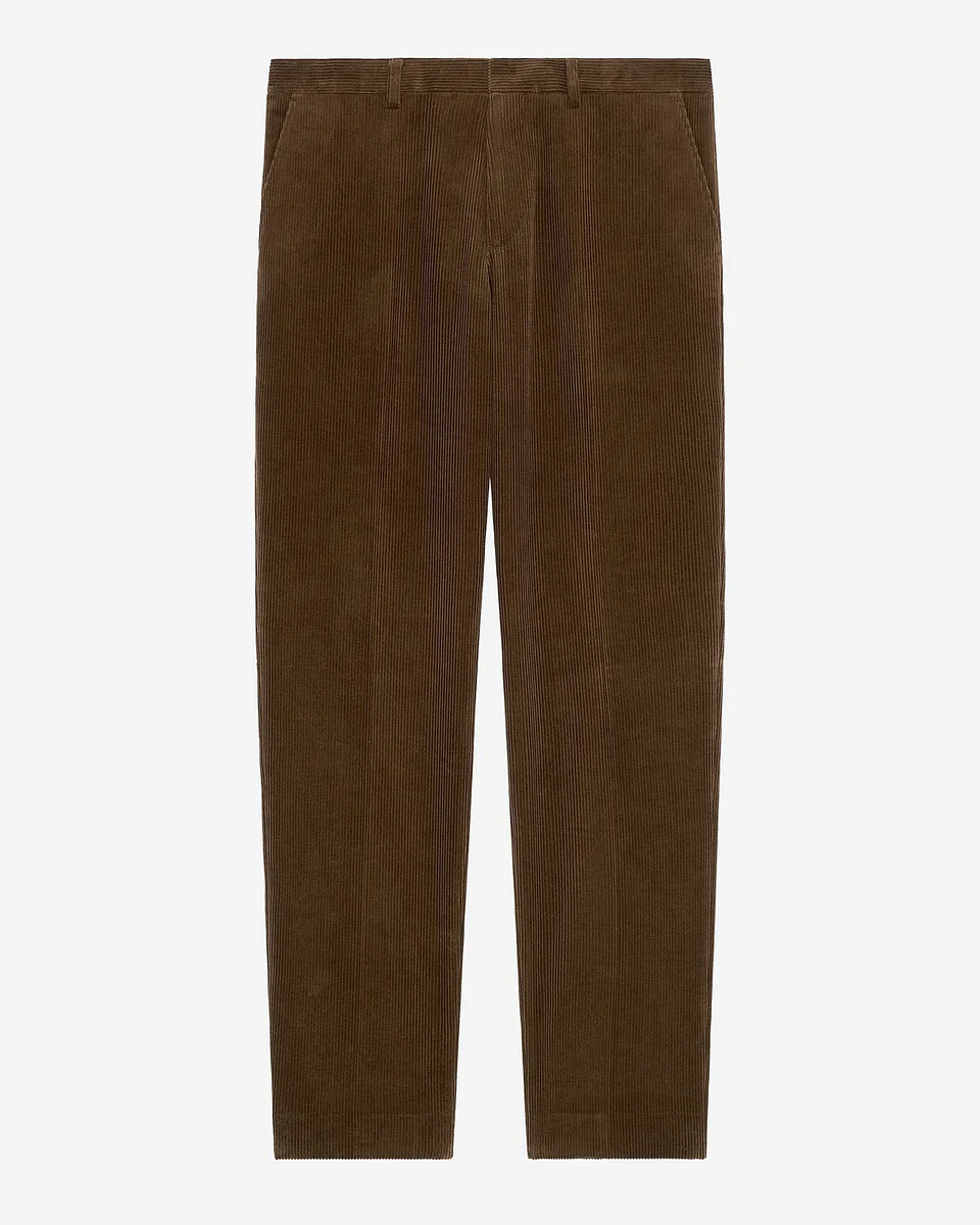 BROWN CORDUROY TAILORED SUIT PANTS - 1