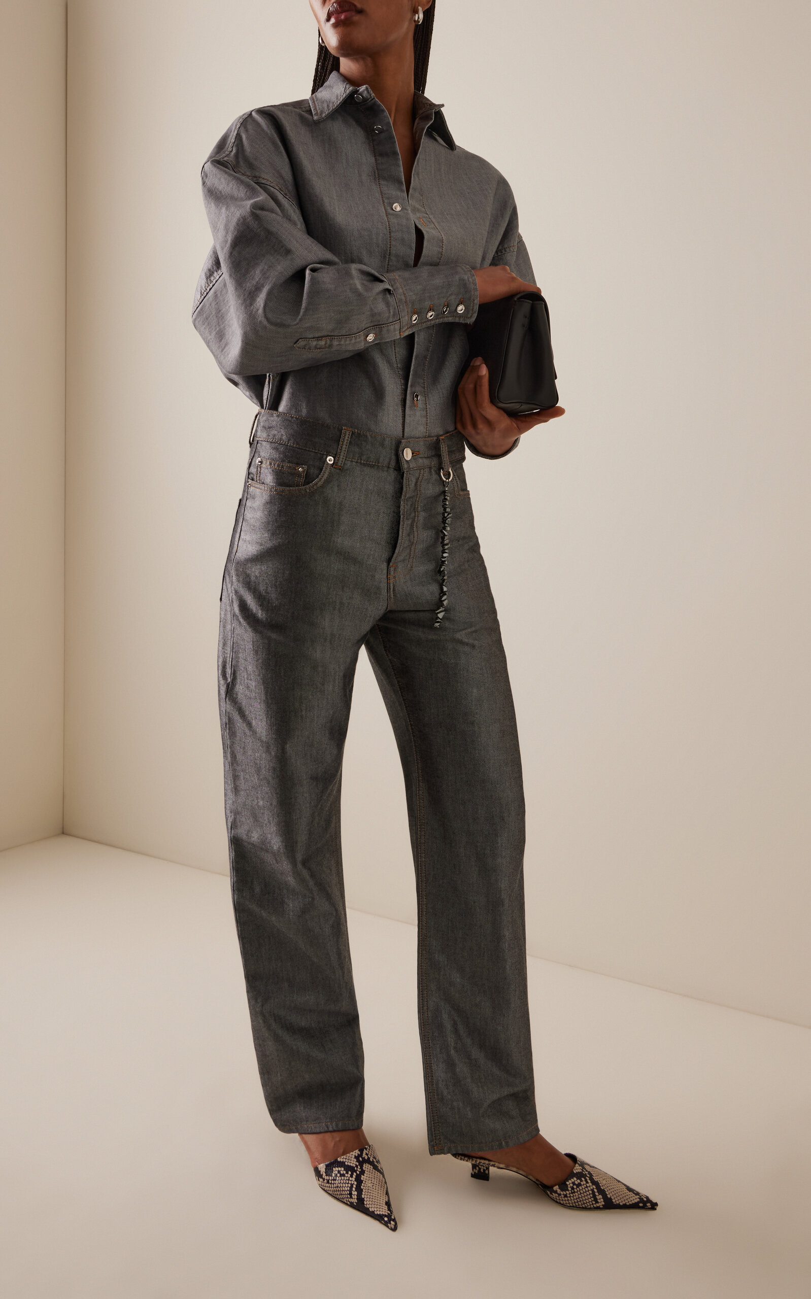 Gale Metallic Straight-Leg Jeans grey - 2