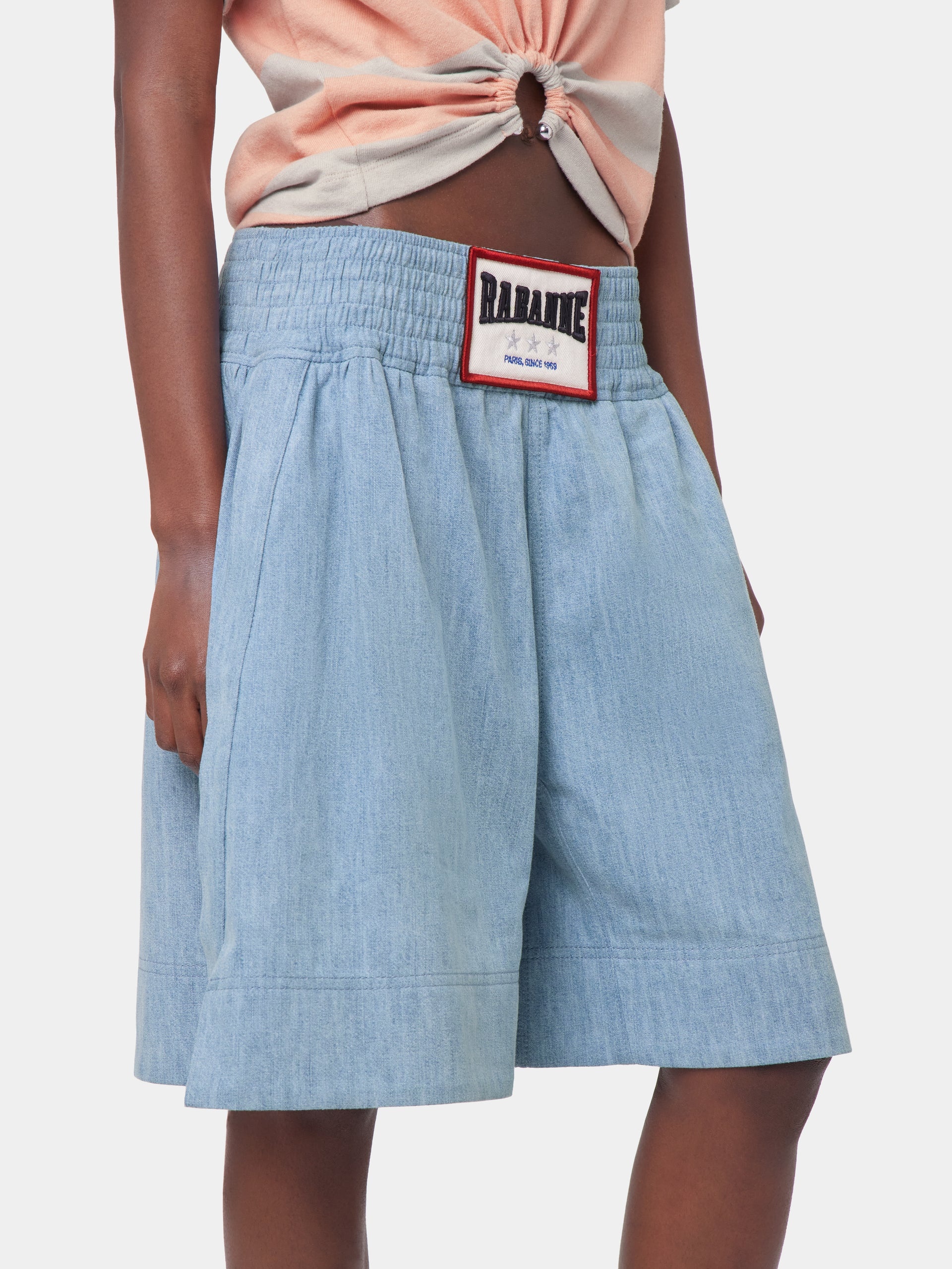 LIGHT BLUE BERMUDA SHORTS IN DENIM - 4
