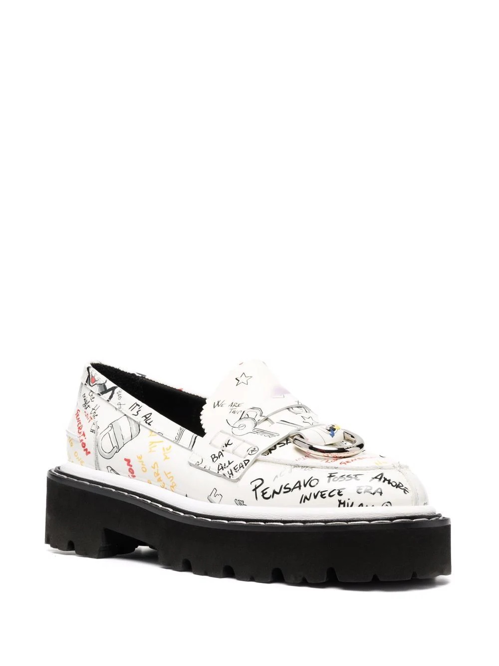 graphic-print platform loafers - 2