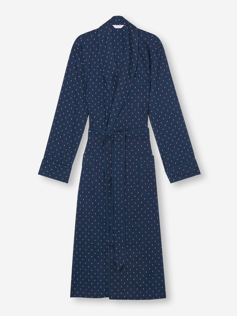 Men's Dressing Gown Nelson 96 Cotton Batiste Navy 1