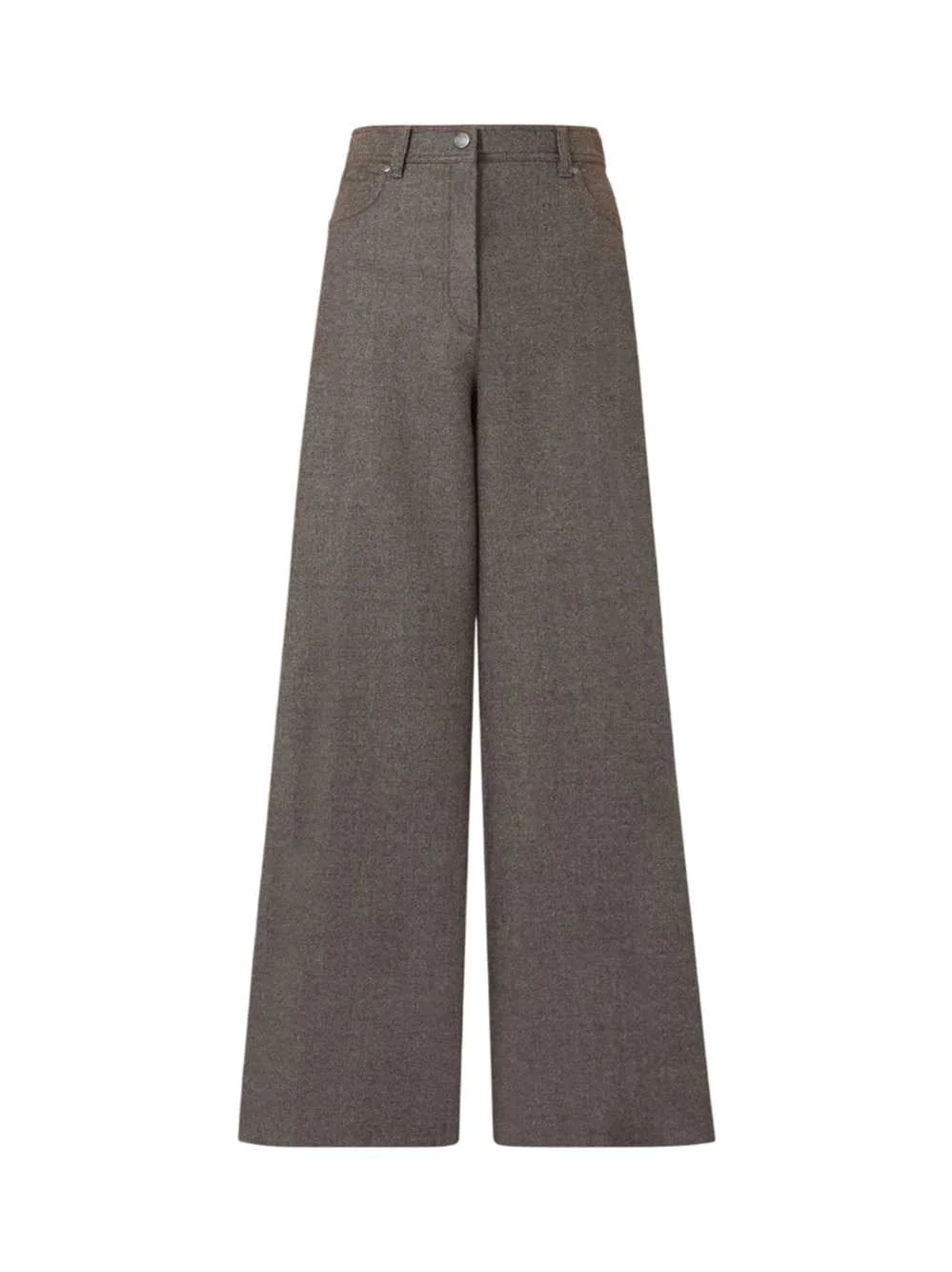 Max Mara Women Wide-Leg Felted Wool Trousers - Brown-Grey - 1