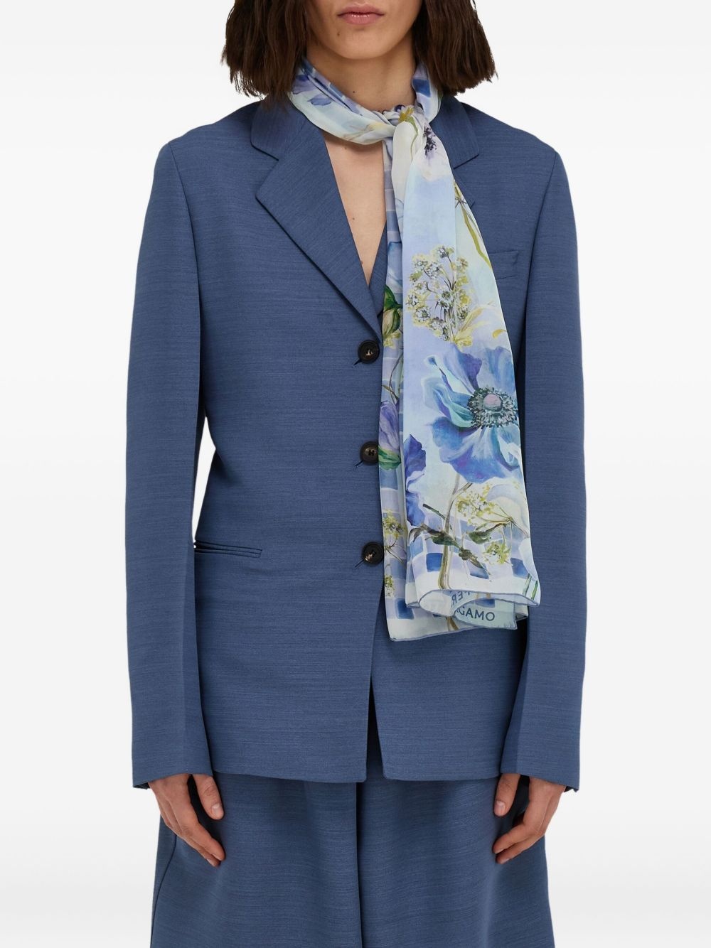Fiori-print silk scarf - 3