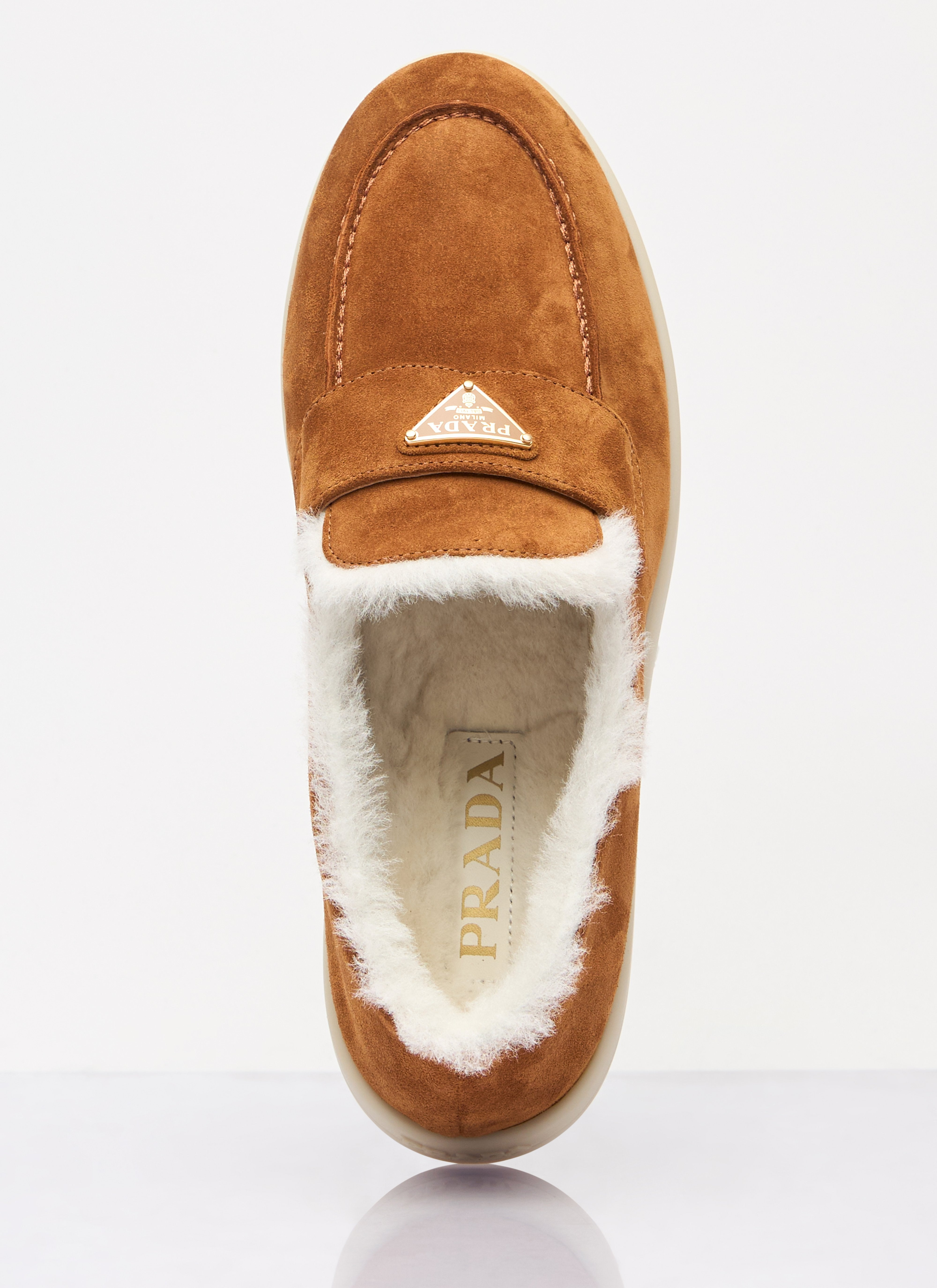 Prada Women Suede And Shearling Loafers - 7