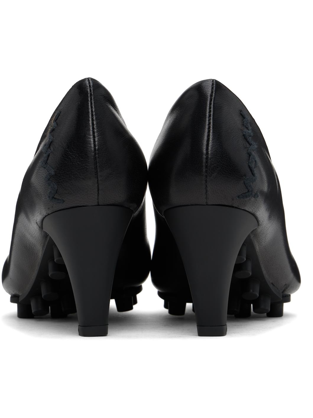 Black Nappa Spike Heels - 2