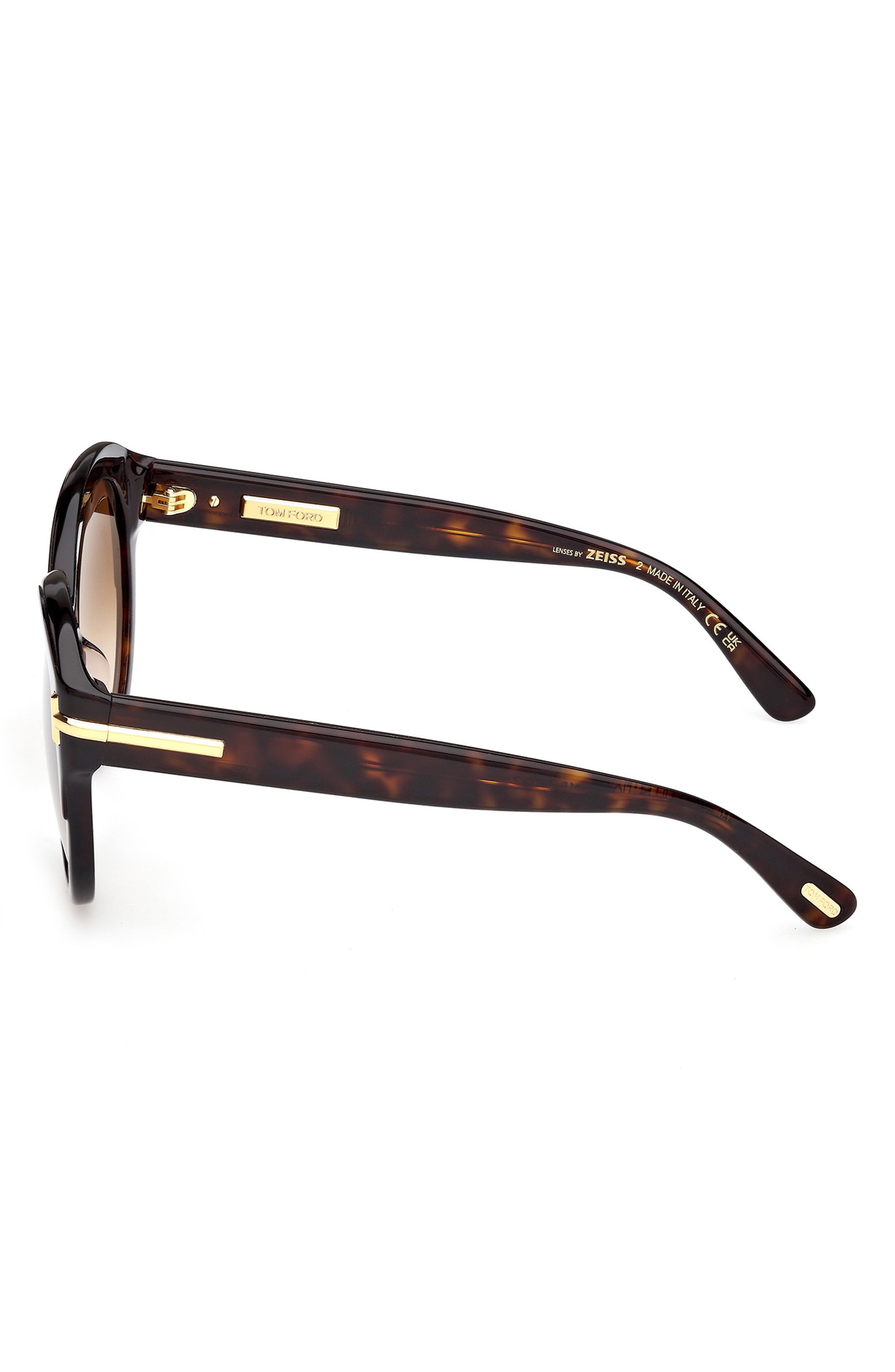 TOM FORD Icon 57mm Gradient Round Sunglasses in Shiny Dark Havana Beveled at Nordstrom - 3