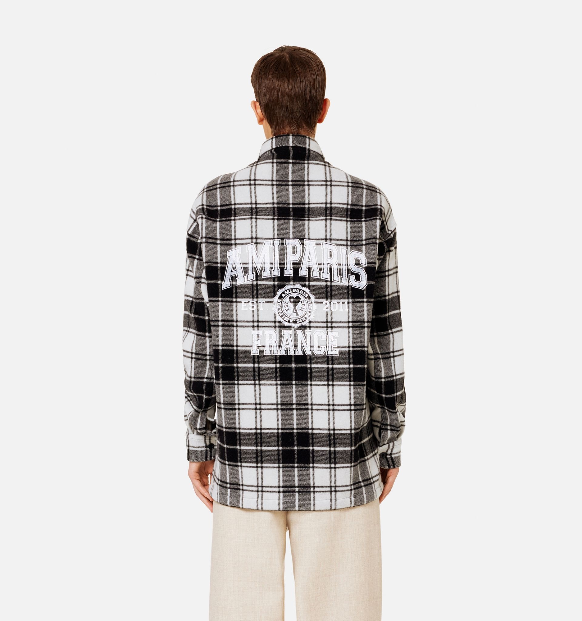 Checked Overshirt With Ami Paris Print - 6