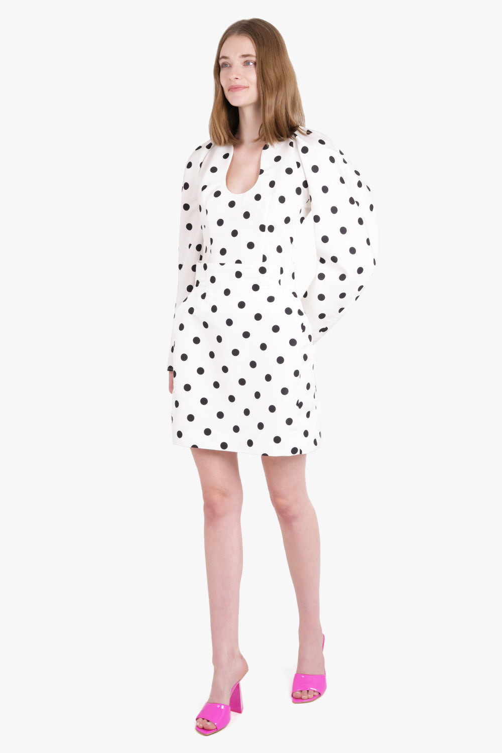 POLKA DOT PRINT HIGH-WAISTED MINI SKIRT | WHITE/BLACK - 2