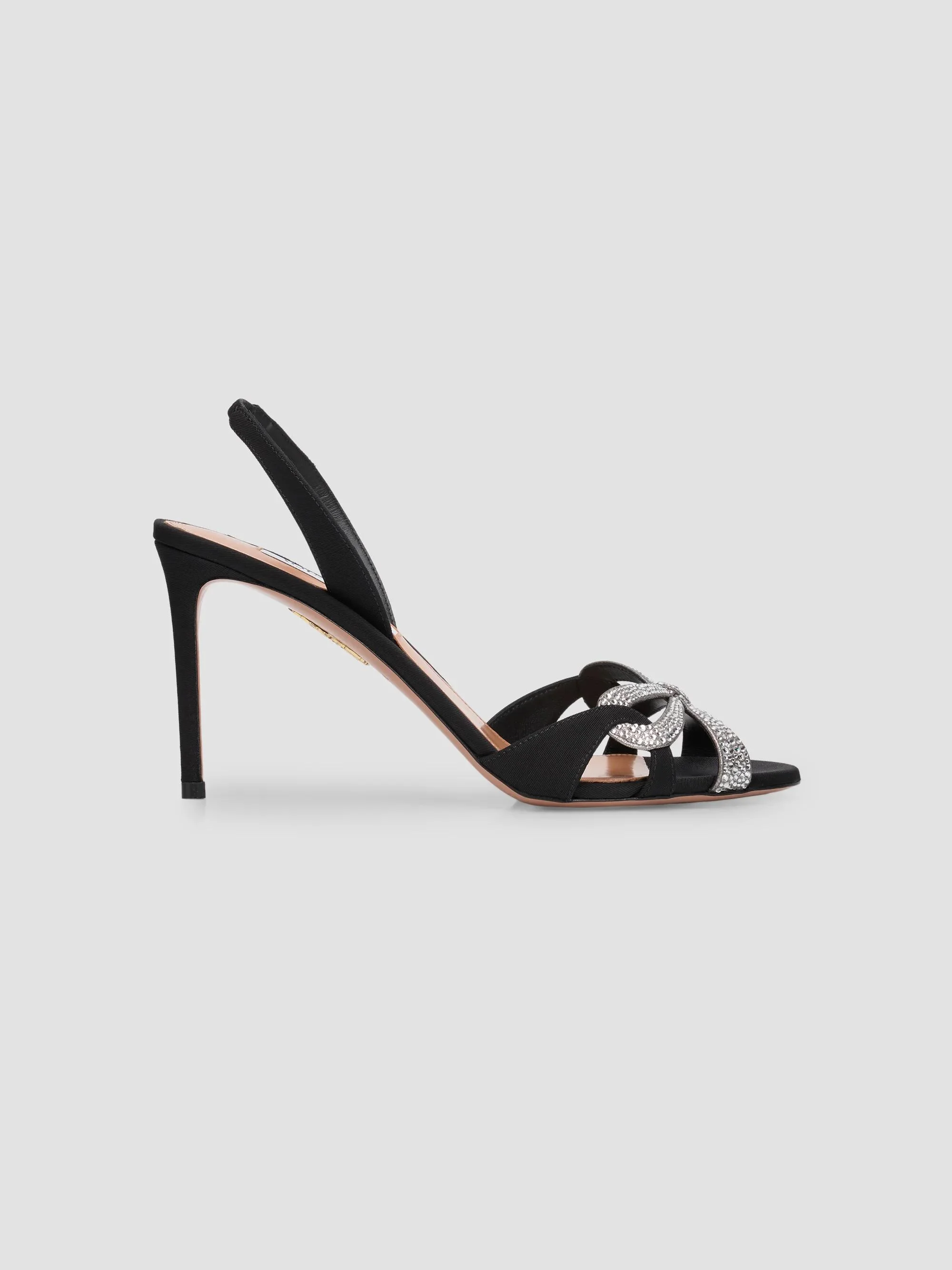 Women's Ribbon Kiss 85MM Crystal-Embellished Slingback Sandals - Black - 1
