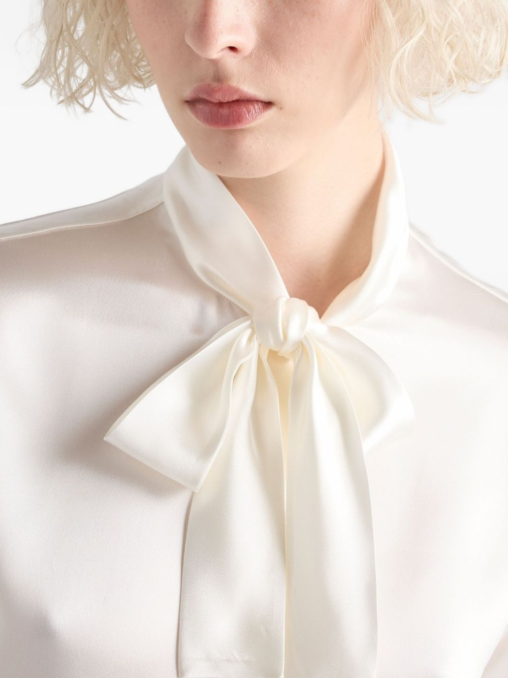 scarf-collar satin shirt - 5