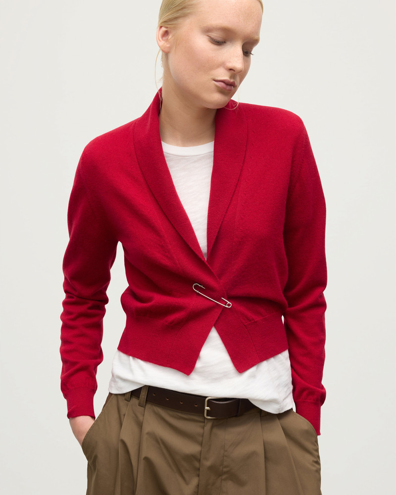 Crathie Red Shawl Cashmere Cardigan 5