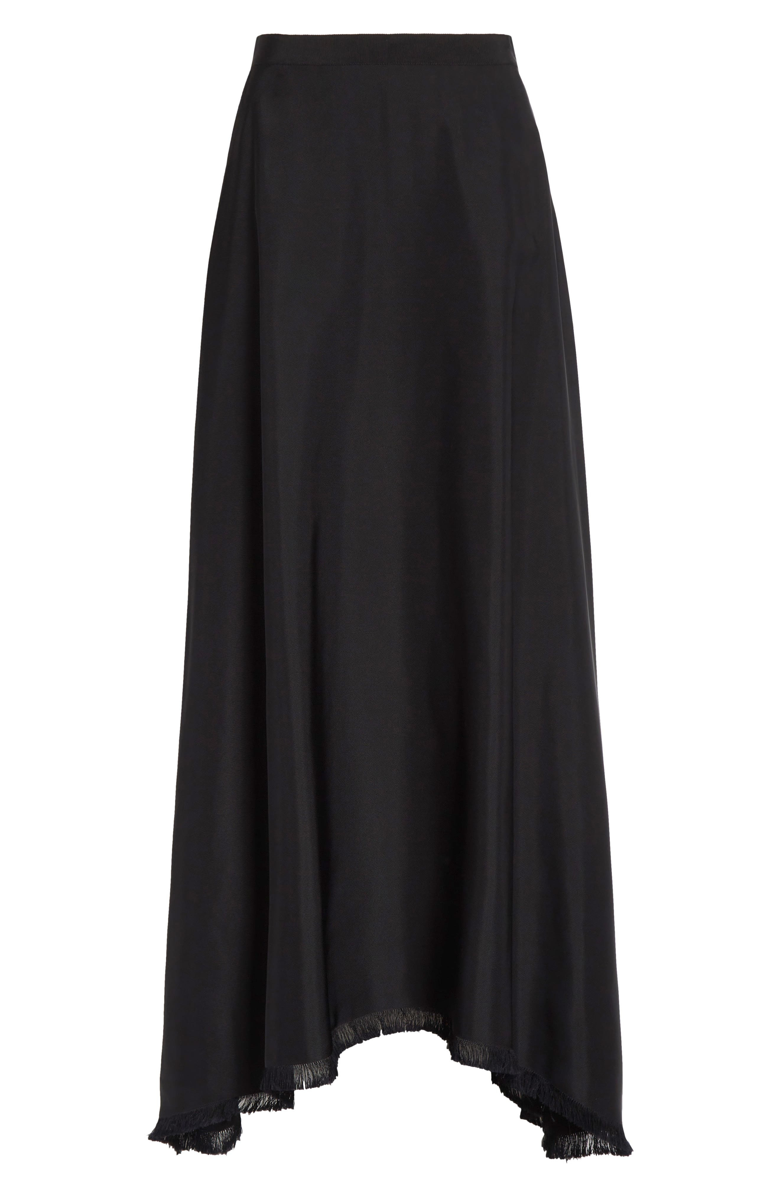 FFORME Ash Drape Fringe Trim Maxi Skirt in Black at Nordstrom - 6