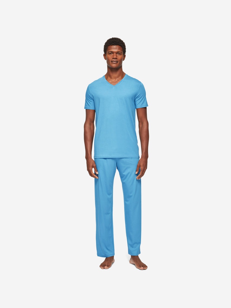 Men's V-Neck T-Shirt Basel Micro Modal Stretch Harbour Blue - 4