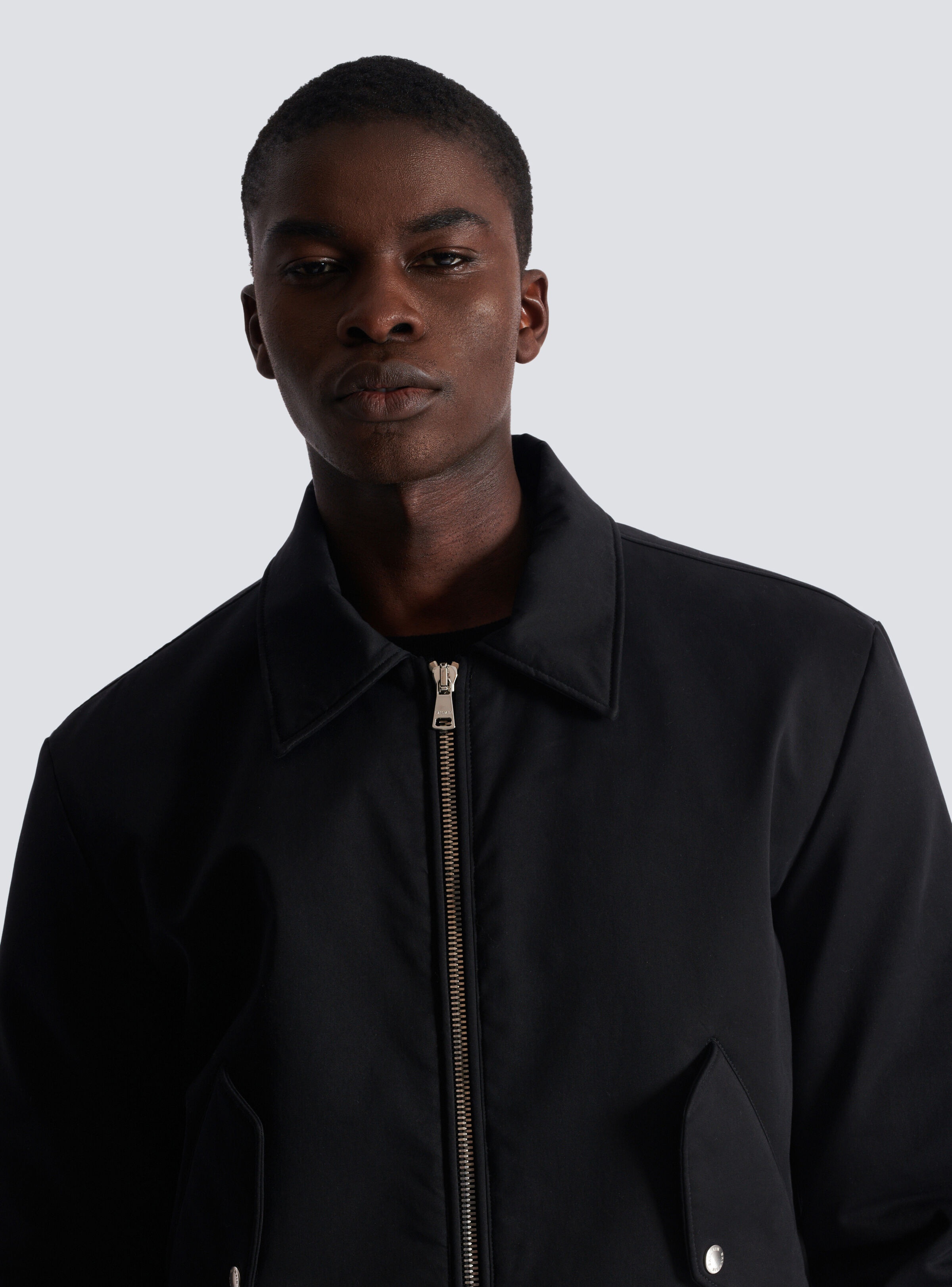 Cotton bomber jacket with vintage Balmain logo - 7