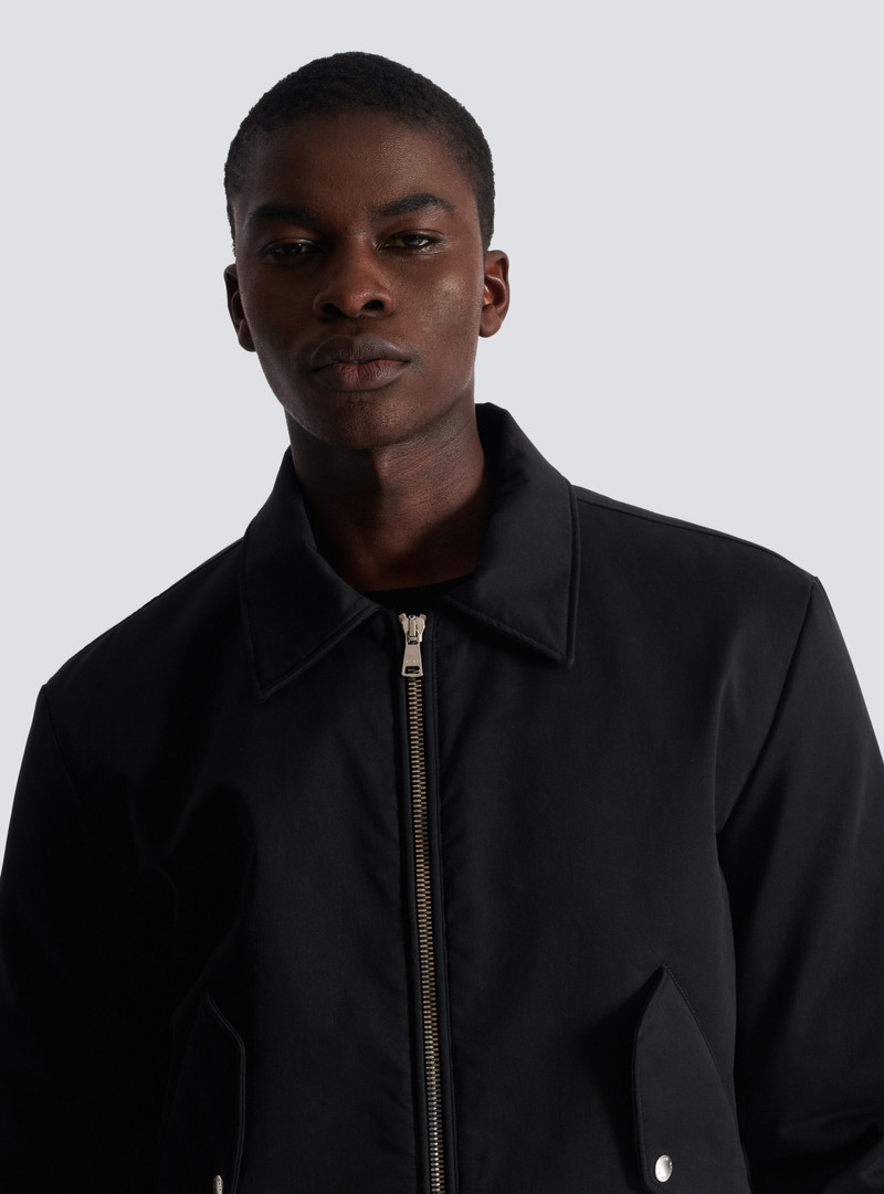 Cotton bomber jacket with vintage Balmain logo 7