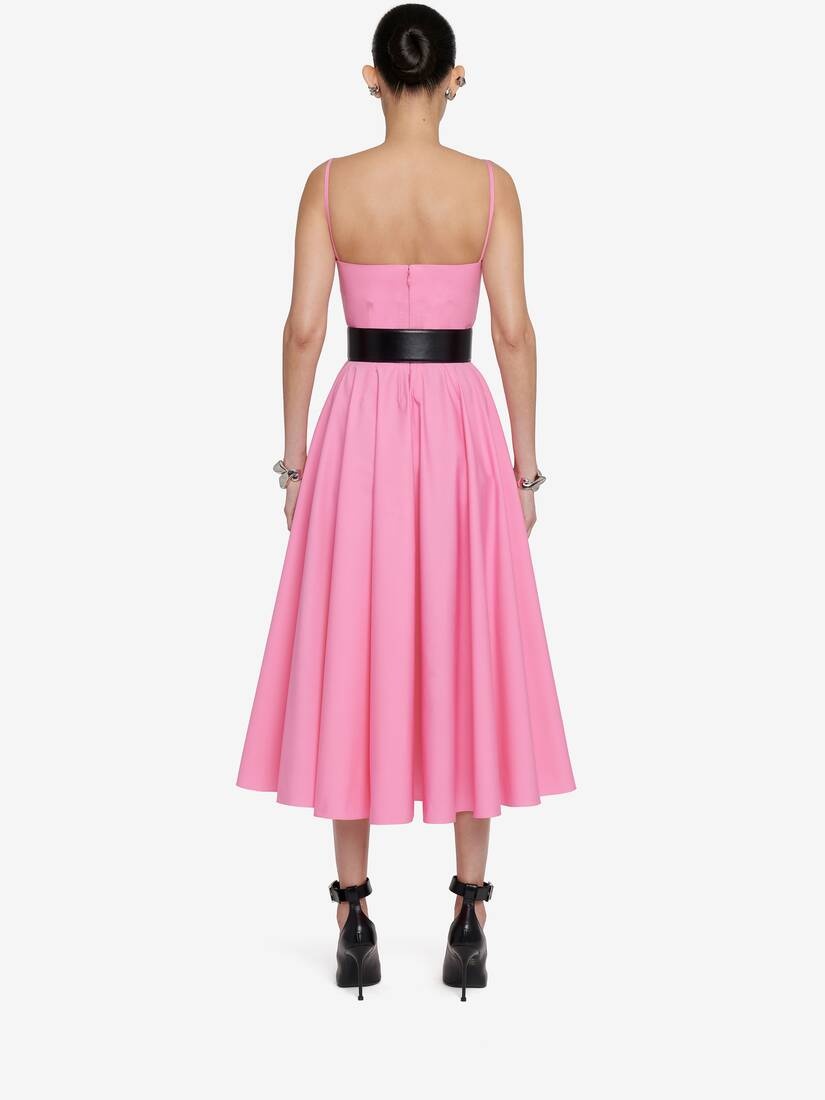 Women's Pleated Corset Dress in Psychedelic Pink - 4
