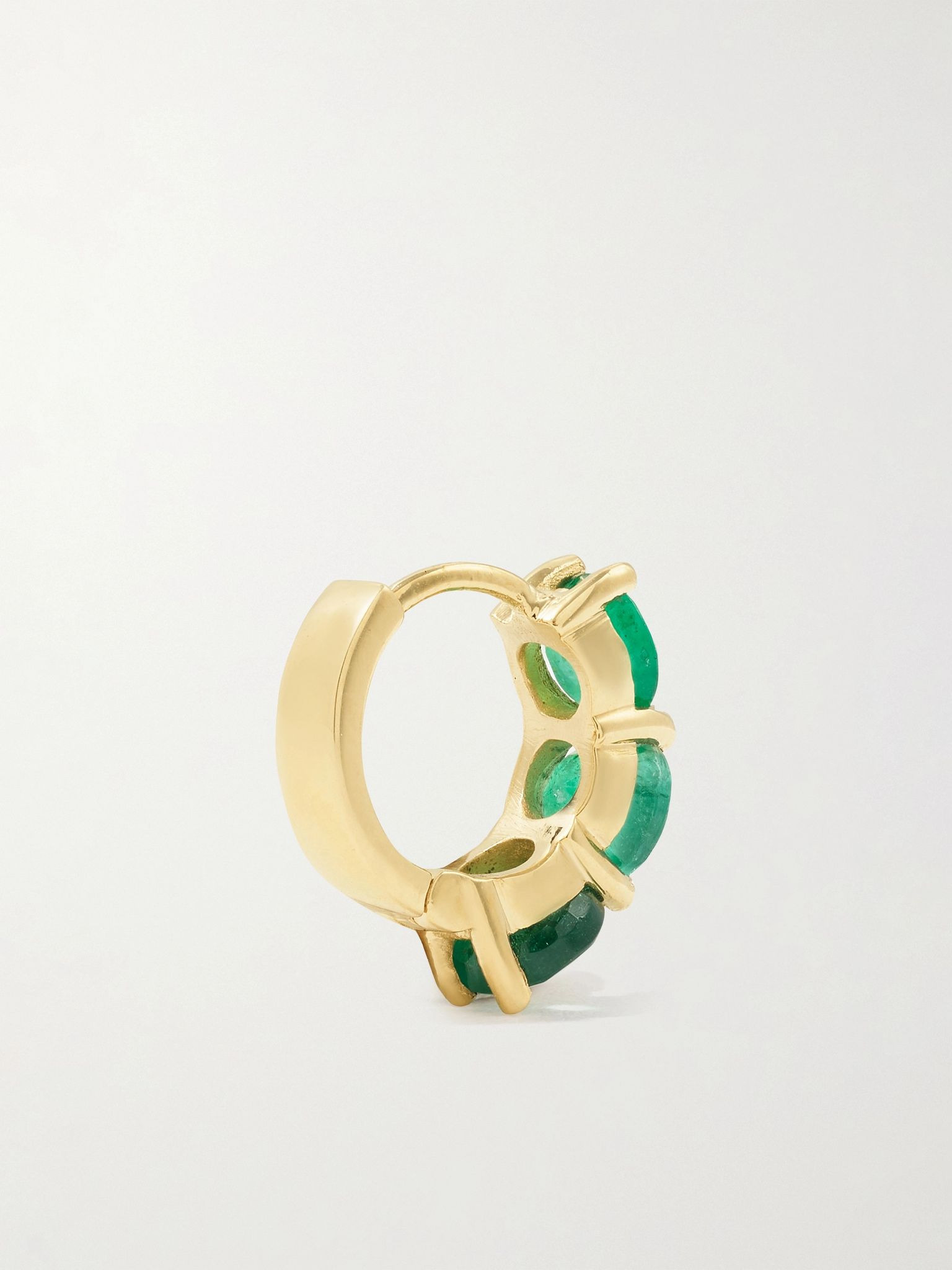 18-karat gold emerald hoop earrings Green - 4